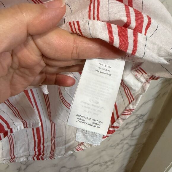 NEW Madewell Central Ruffle-Sleeve Shirt in Carey Stripe Red and White Size XS - Picture 6 of 10